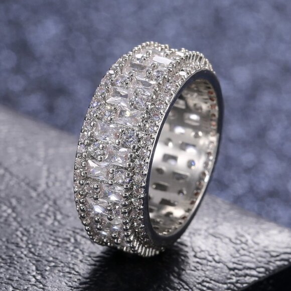 Jewelry - 🔥 Fashion Rectangle Round Gems Zircon Luxury Eternity Ring for Women, EVGG1386